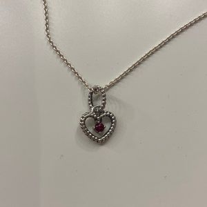 Pandora ruby (July) heart necklace